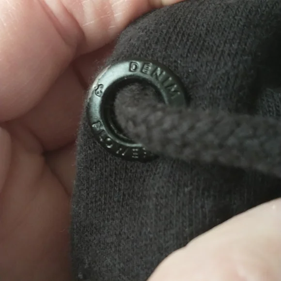 Denim & Flower black and white striped hoodie, kangaroo pocket - Picture 6 of 7